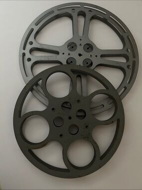 Vintage Film Reel Set - Gray Metal Cinema Reels